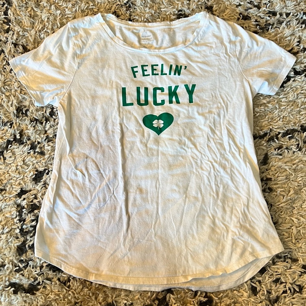 ‼️LAST CHANCE‼️ Old Navy White Relaxed Fit St. Patrick’s Day Tee ☘️ - Picture 2 of 5